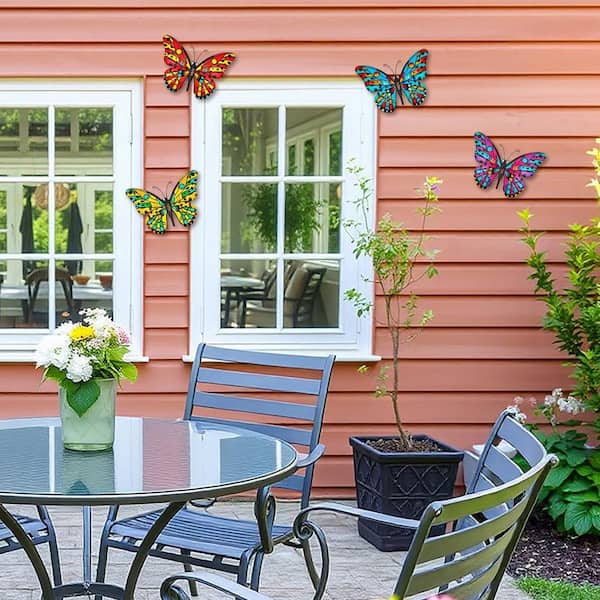 Cubilan 9.6 in. x 7.1 in. Metal Butterfly Outdoor Wall Sculpture