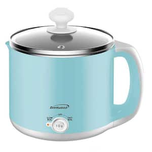 Stainless Steel 1.9 qt. Blue Electric Hot Pot Cooker and Food Steamer