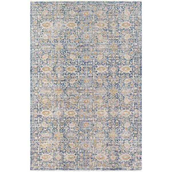 Livabliss Margaret Navy/Gray Damask 9 ft. x 13 ft. Washable Indoor/Outdoor Area Rug