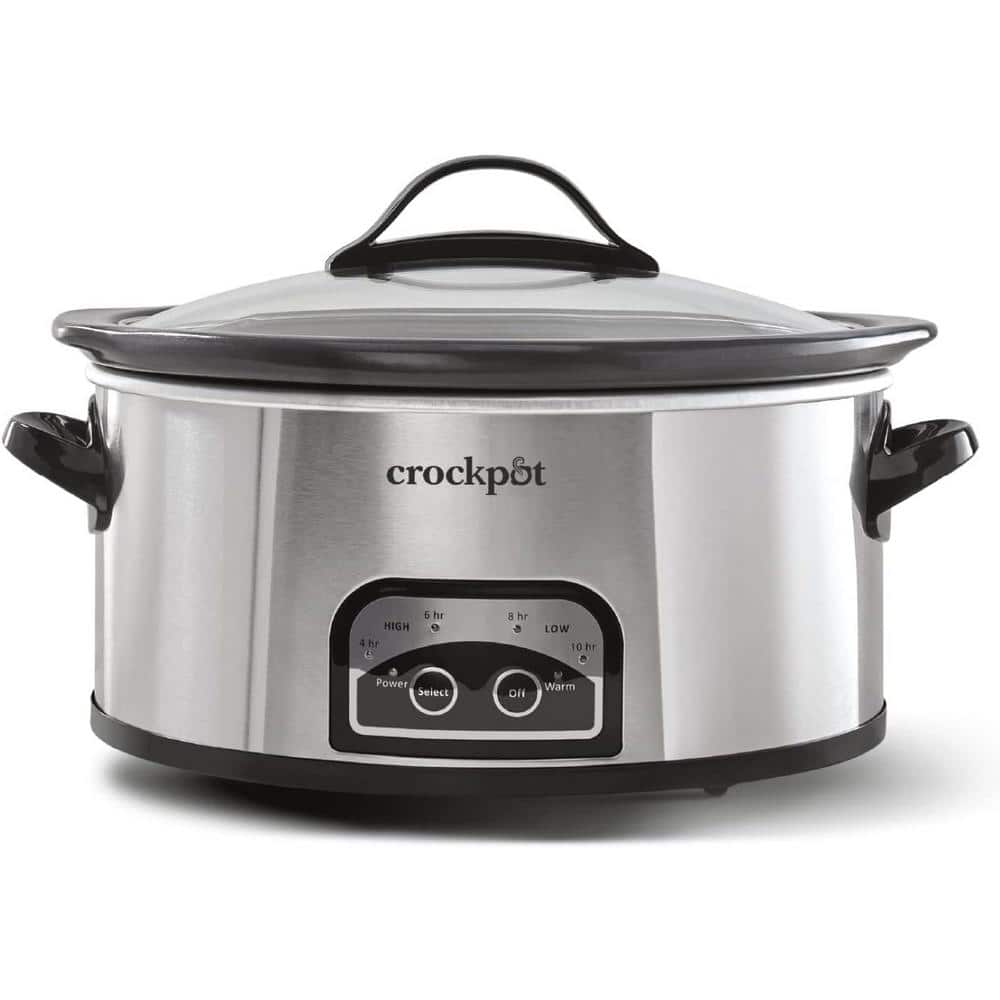6 Qt. Programmable Slow Cooker with Auto Warm Setting & Timer in Black Stai