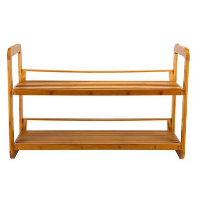 19.25 in. H x 30 in. W 6-Pair Lohas Collection 2-Tier Bamboo Stackable Shoe Rack