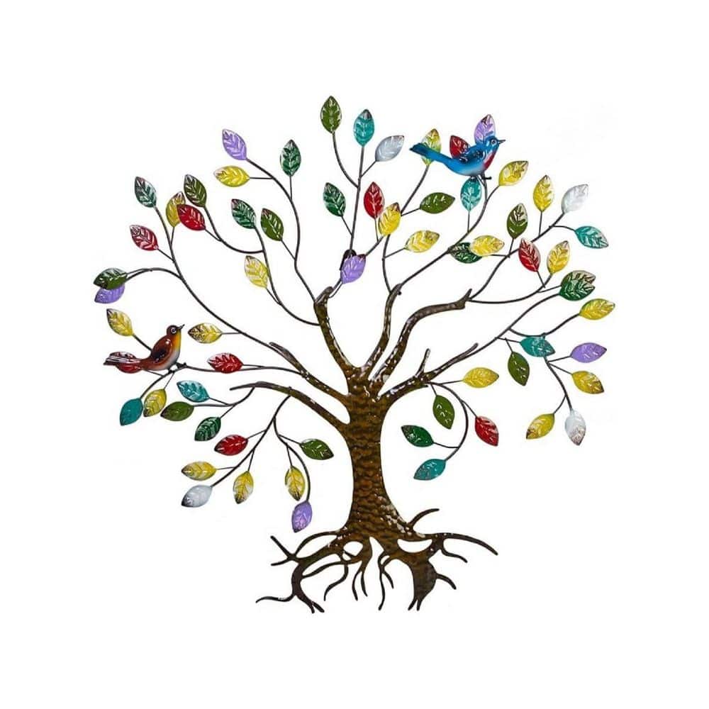 26 in. W x 25 in. H Multi-Colored Metal Outdoor Tree of Life 3D