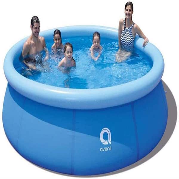 Afoxsos 8 ft. x 8 ft. Round 25 in. D Inflatable Pool for Kids and Adults, Above Ground Portable Easy Set Pools (No Pump)