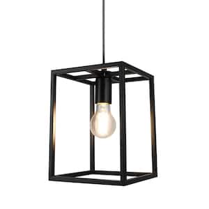 LED 30-Watt 1-Light Black Cage Indoor Pendant Light with Metal Cage Shade and Light Bulb not Included