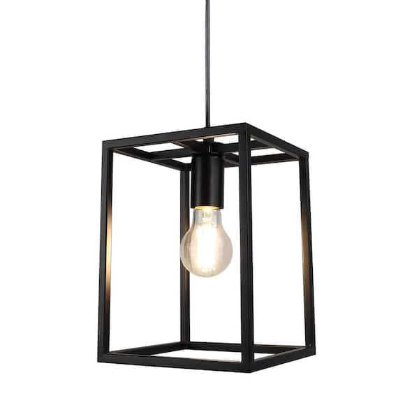 Depuley LED 30-Watt 1-Light Black Cage Indoor Pendant Light with Metal Cage Shade and Light Bulb not Included