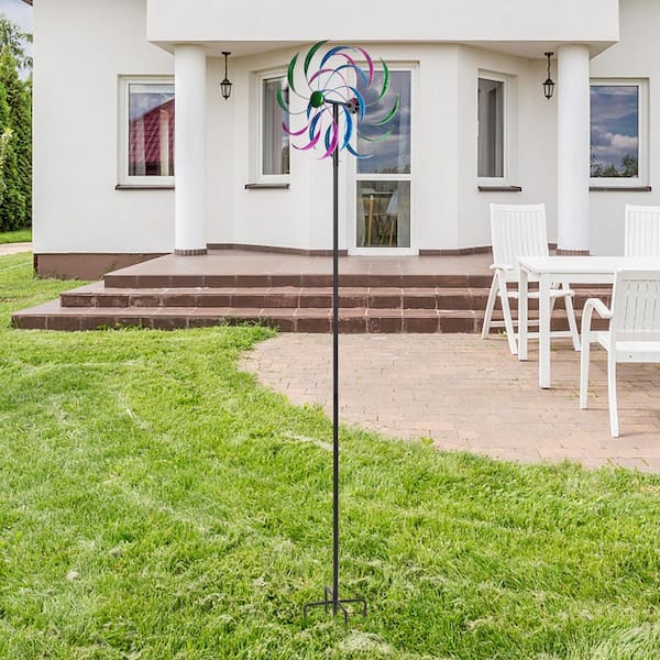 JAXPETY 79 in. Metal Kinetic Wind Spinner for Garden and Yard ...