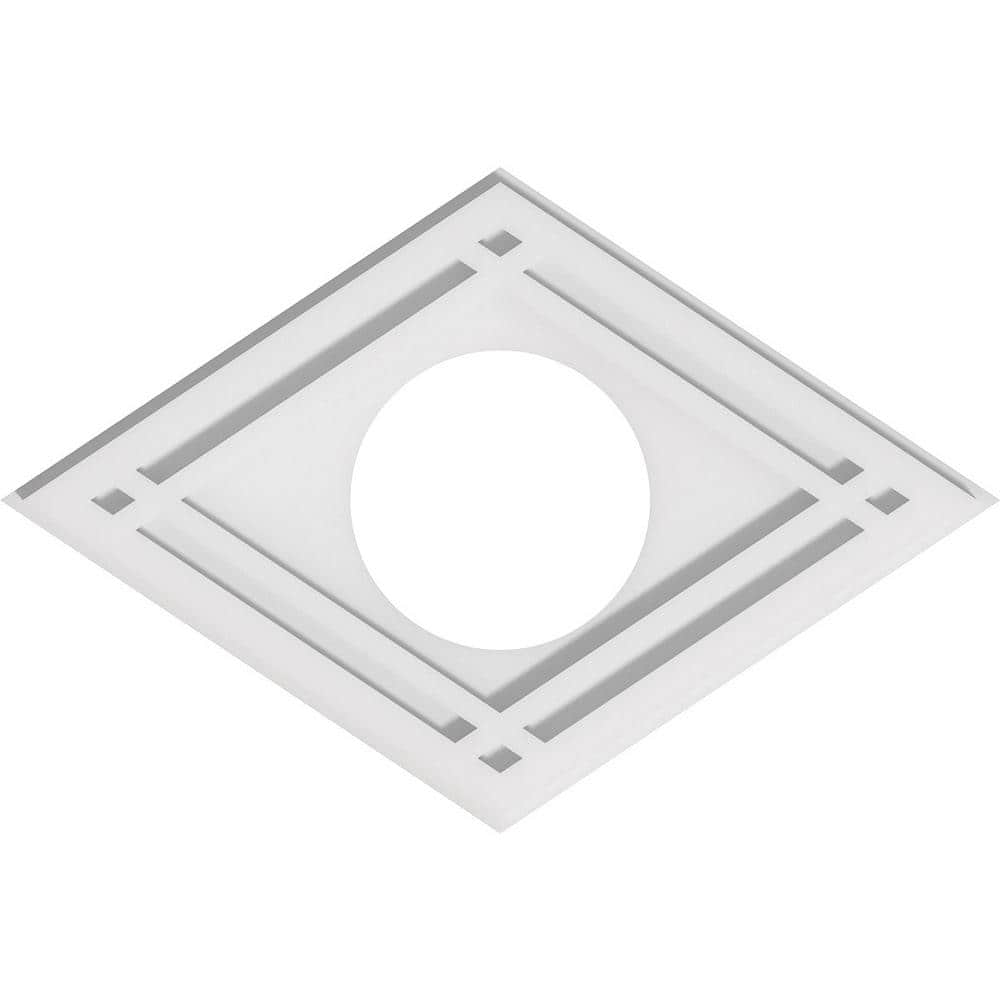 White PVC Contemporary Diamond Ceiling Medallion, 20" x 13.38"