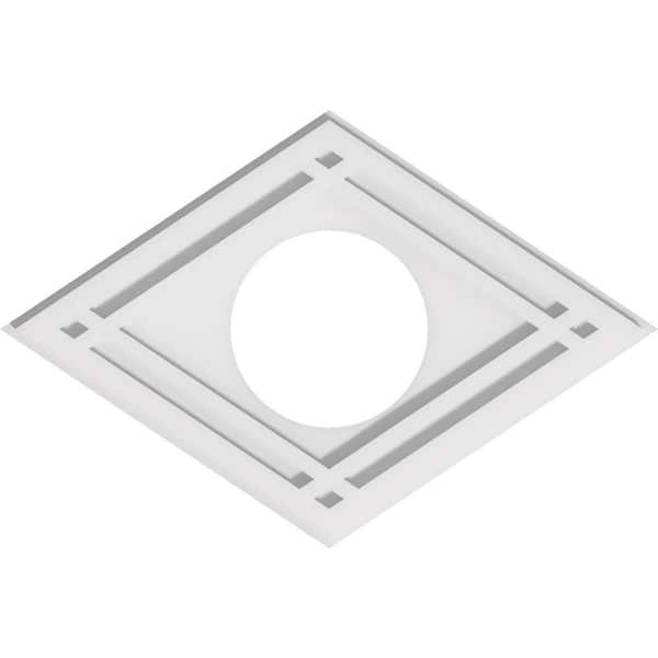 Ekena Millwork 20 in. W x 13-3/8 in. H x 6 in. ID x 1 in. P Diamond Architectural Grade PVC Contemporary Ceiling Medallion