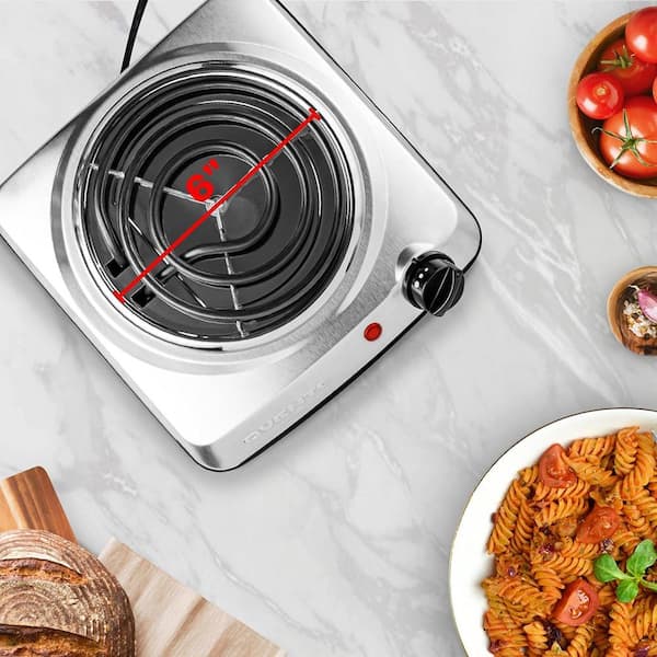 OVENTE Single Coil Burner 6 in. Silver Hot Plate BGC101S - The