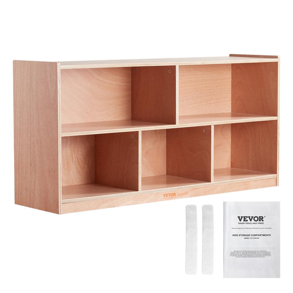 Brown Wooden Kids Toy Storage Organizer with Cubes