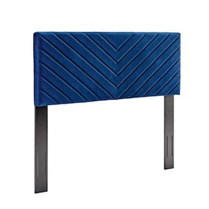 Alyson Angular Channel Tufted Performance Velvet King / California King Headboard in Navy