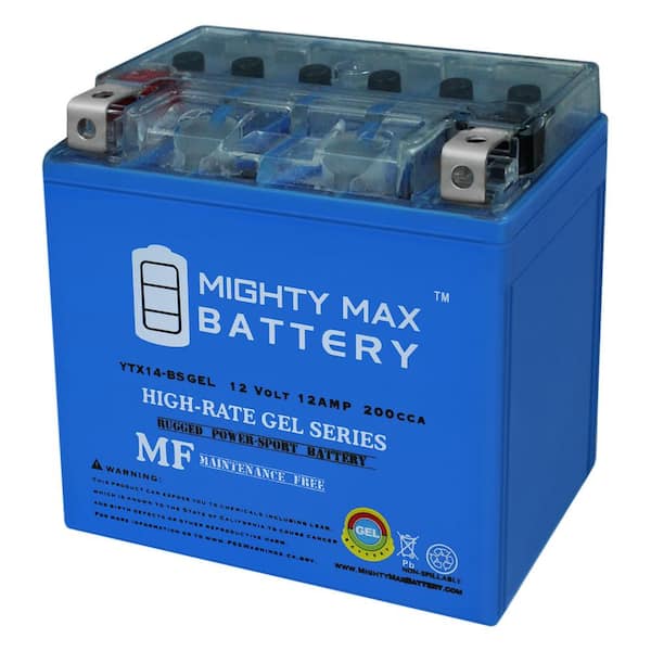 MIGHTY MAX BATTERY YTX14-BS GEL 12V 12AH Battery for Yamaha Bruin YFM 250  350 MAX3481653 - The Home Depot