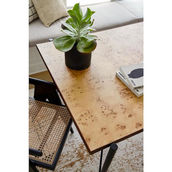 Tia Modern Brown Wood 72 in. W 4-Legs Dining Table Seats 6