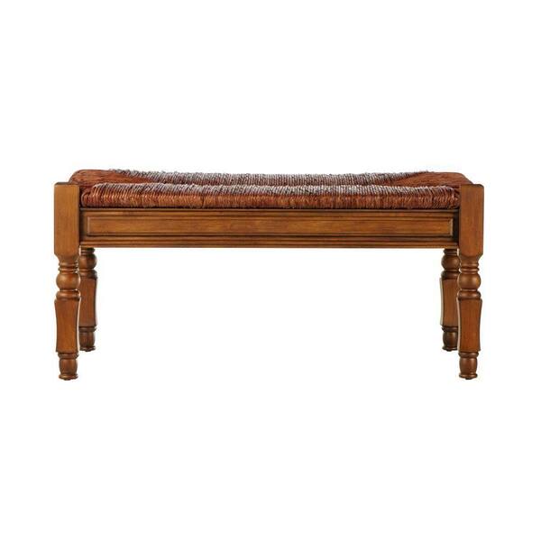 Home Decorators Collection Devonshire 40 in. W Chestnut Bench with Rush Seat