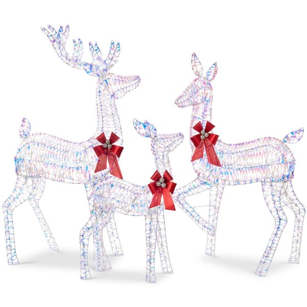 60 in. LED Metal Deer Family Christmas Yard Decoration