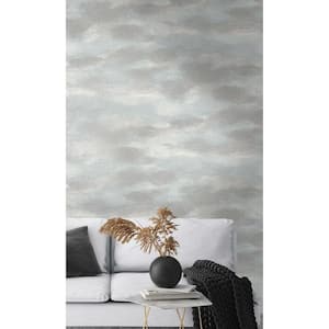 Blue Cloud-like Metallic Textured-Shelf Liner Non-Woven Wallpaper Non-Pasted (57 sq. ft.) Double Roll