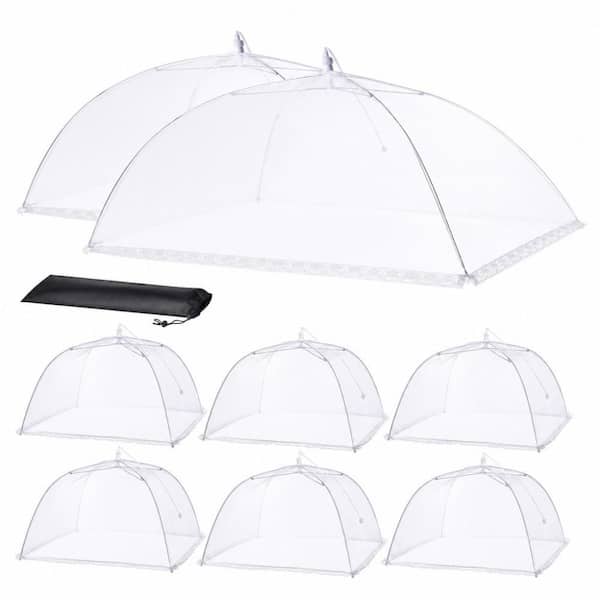 8 Piece Dense Mesh Food Covers, Extra Large, Collapsible, Rust-Proof Steel Frame, Bug Proof Outdoor Food Tent Set