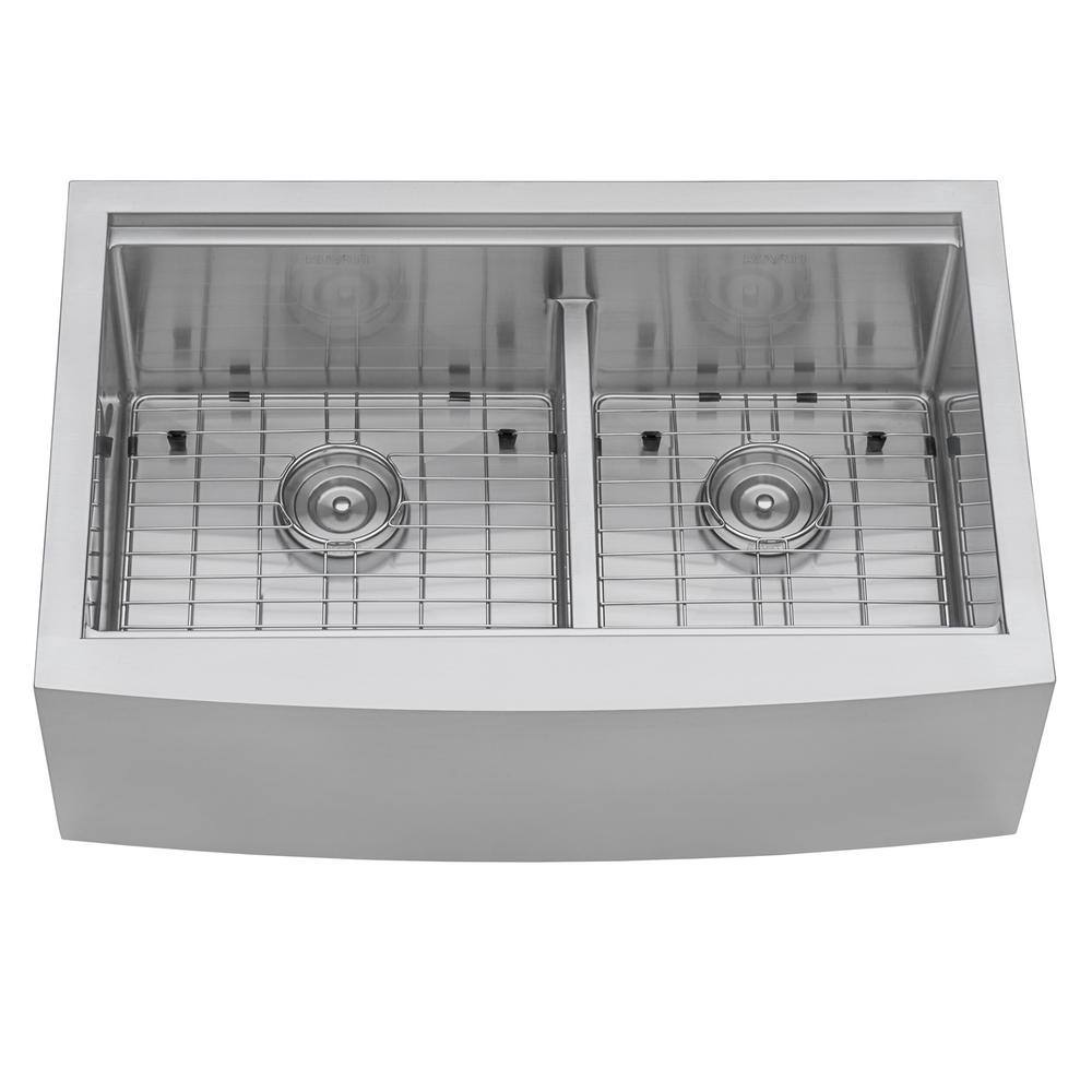 33" Stainless Steel Farmhouse Double Bowl Kitchen Sink