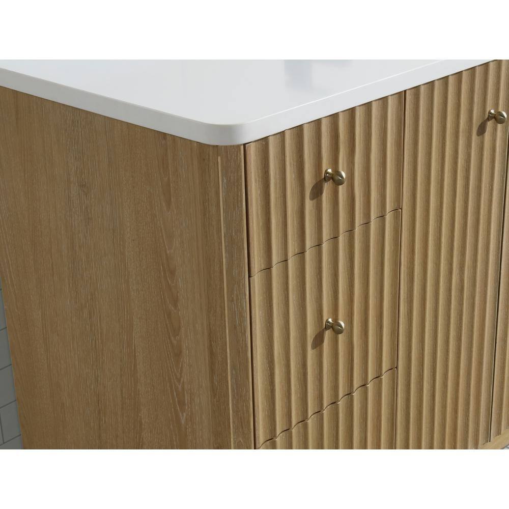 Washed Oak Single Bathroom Vanity with Quartz Top