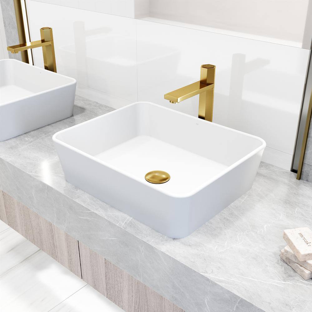 Nova Matte Brushed Gold Tall Vessel Sink Faucet with Push Button