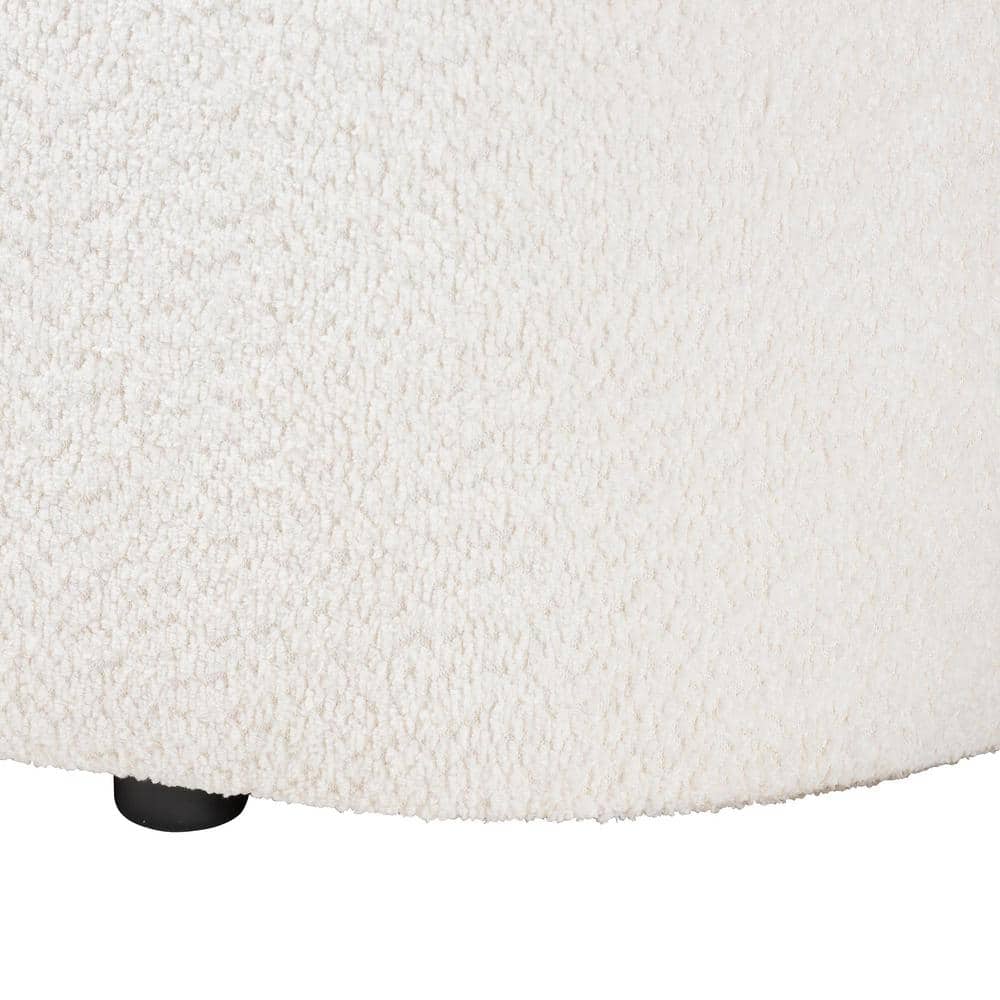 Lavina White Teddy-Bear Fabric Storage Bench with Wooden Legs