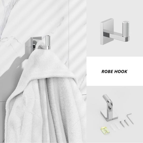 HOMLUX 4-Piece Bath Hardware Set with Towel Ring Toilet Paper Holder Robe  Hook and 24 in. Towel Bar in Chrome B9FB004A8D - The Home Depot