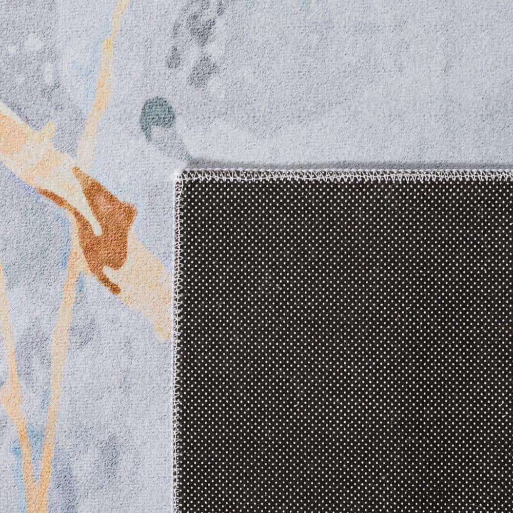 Gray and Beige Abstract Synthetic 6' x 9' Area Rug