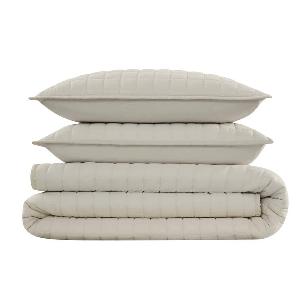 Natural Linen King Quilt Set with Shams