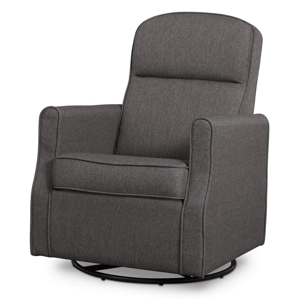 Charcoal Fabric Upholstered Swivel Glider Rocker Chair