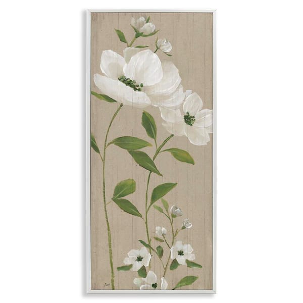 Stupell Industries Curved Poppy Blossoms by Nan White Framed Nature Giclee Art Print 30 in. x 13 in.