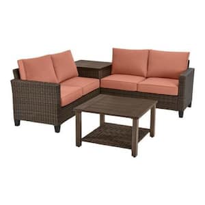 Tilson Heights Brown 4-Piece Wicker Outdoor Sectional Set with CushionGuard Sienna Cushions