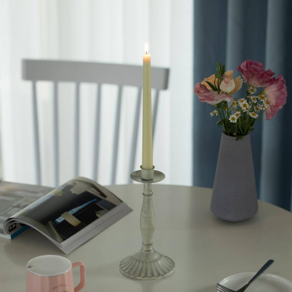 Elegant Antique Distressed Metal 5-Arm Candelabra in Silver