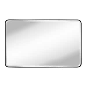 24 in. W x 40 in. H Rounded Rectangular Aluminum Framed Beveled Glass Wall Mounted Bathroom Vanity Mirror in Black
