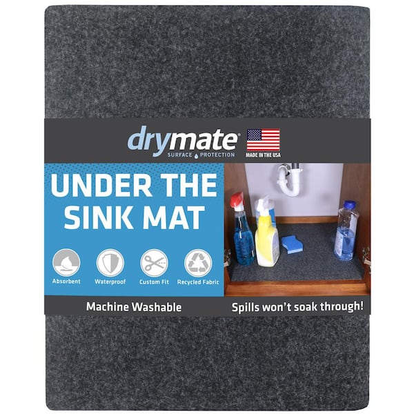Drymate Premium Charcoal 24 in. D x 29 in. L Solid Slip Resistant, Waterproof Under Sink Mat Drawer and Shelf Liners (1-Pack)
