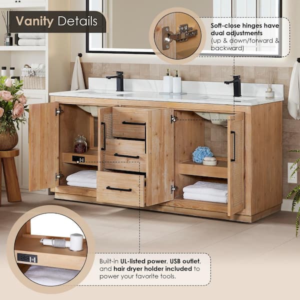 Altair Floral 72 in. W x 22 in. D x 33 in. H Double Sink