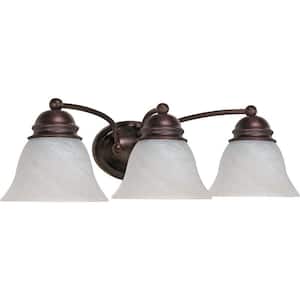 Empire 21 in. 3-Light Old Bronze Vanity Light with Alabaster Glass Shade