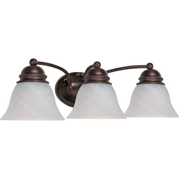 SATCO Empire 21 in. 3-Light Old Bronze Vanity Light with Alabaster Glass Shade