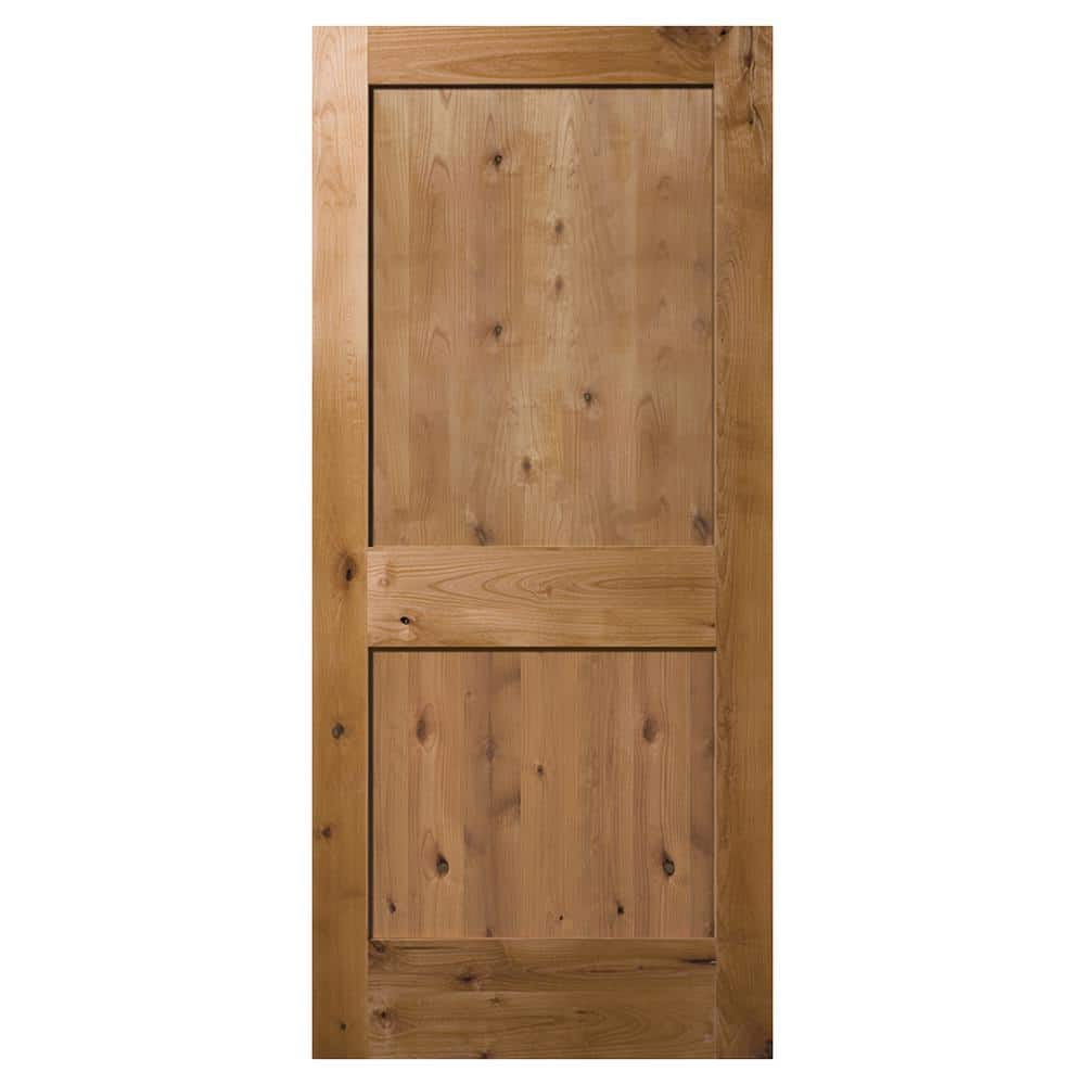 Builders Choice 32 In X 80 In 2 Panel Shaker Square Top Universal Unfinished Knotty Alder Wood 6457