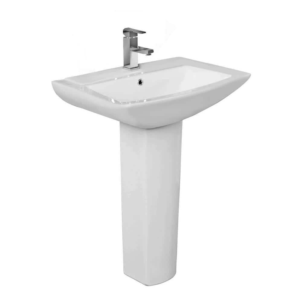 FINE FIXTURES Classic 24 75 In W X 18 5 In L Modern Ceramic Pedestal   White Single Hole Fine Fixtures Pedestal Sinks Mi2319w 64 1000 