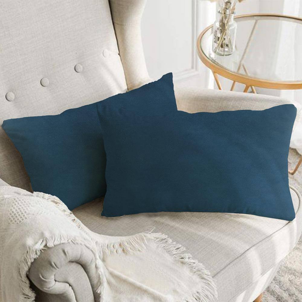 Teal Velvet 12x20 Throw Pillow Covers with Hidden Zipper, Set of 2
