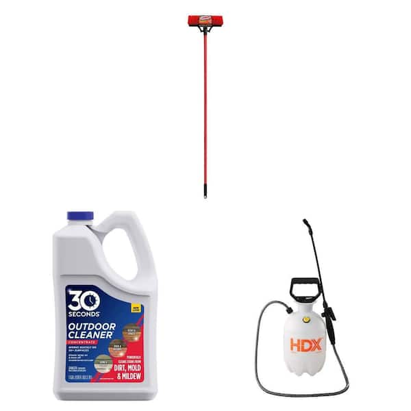 13.5 in. Floor Scrub Brush with Steel Handle, 1 Gal. Outdoor Cleaner Concentrate and 1 Gallon Pump Sprayer Combo