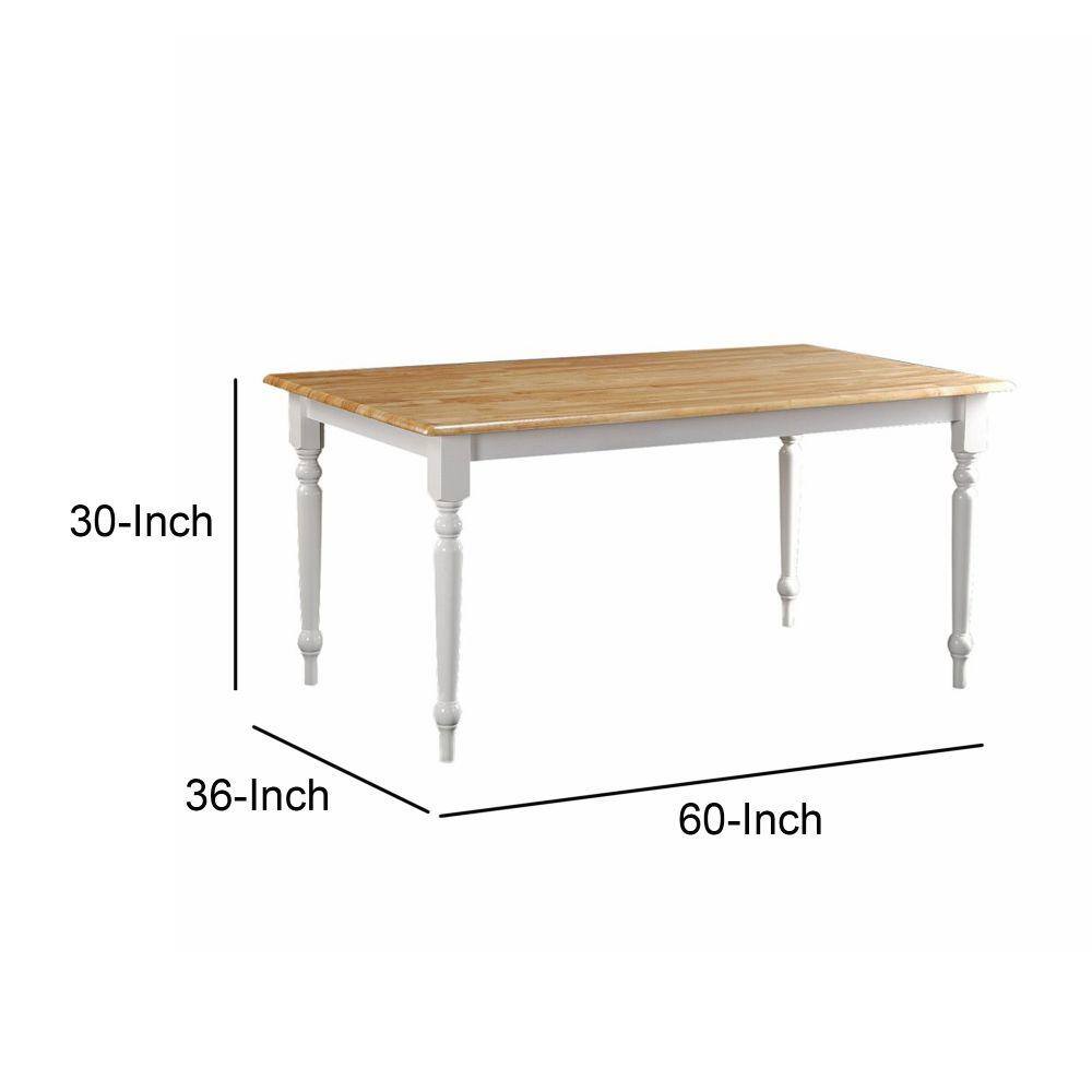 Elegant Transitional Rectangular Dining Table in Brown & White
