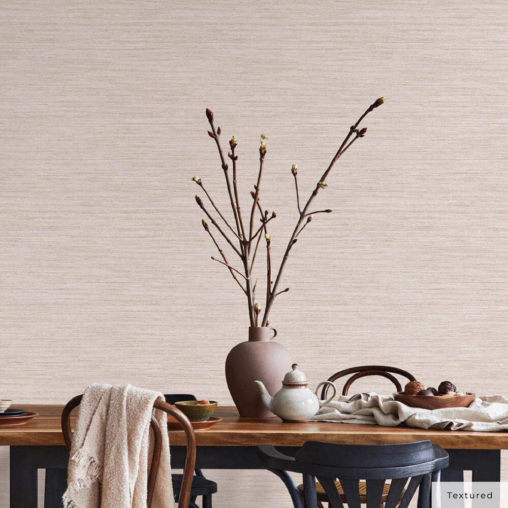 Ecru Faux Grasscloth 3D Peel and Stick Wallpaper Roll