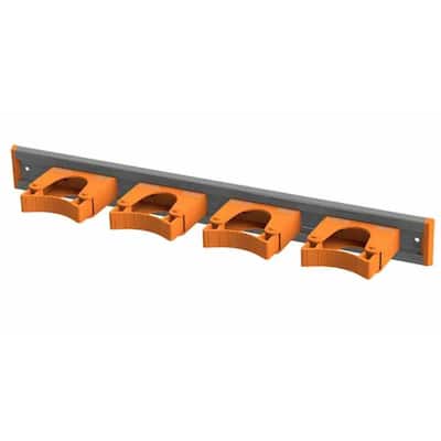 20 in. Orange Garage Garden and Sports Tool Organizer with 4 Wall Mounted Adjustable Tool Holders