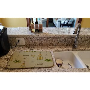 14 in. x 21 in. Multicolor White Wine on Linen Dish Drying Mat