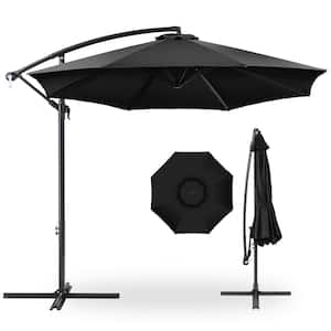 10 ft. Aluminum Offset Round Cantilever Patio Umbrella with Easy Tilt Adjustment in Black