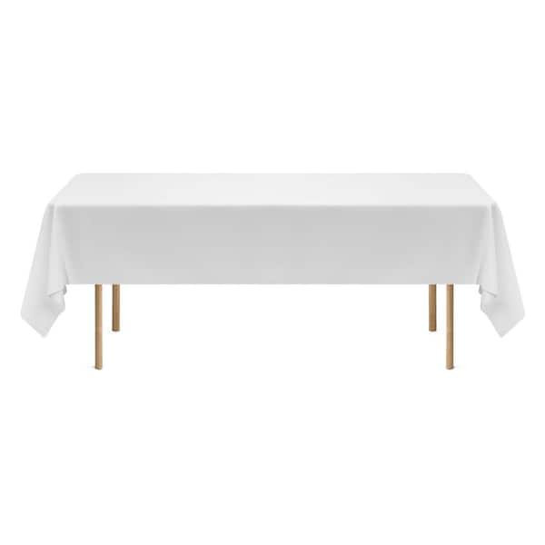 Tablecloths for Rectangle Tables 10 Pack, White 60 x 102 in. Polyester Table Covers, Washable for Banquet Event