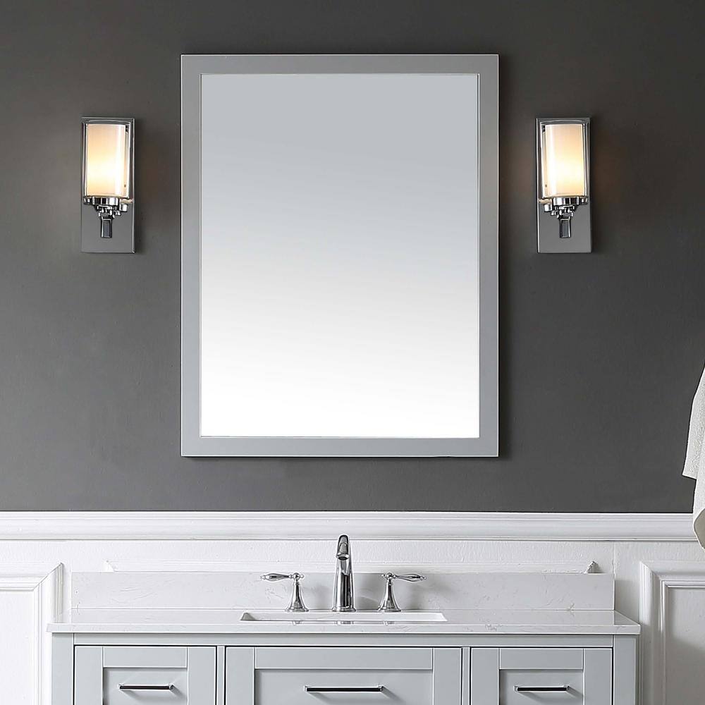 Dove Grey 28" x 36" Rectangular Solid Wood Wall Mirror