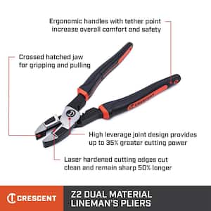 Z2 9-1/2 in. High Leverage Linesman Plier with Dual Material Grips
