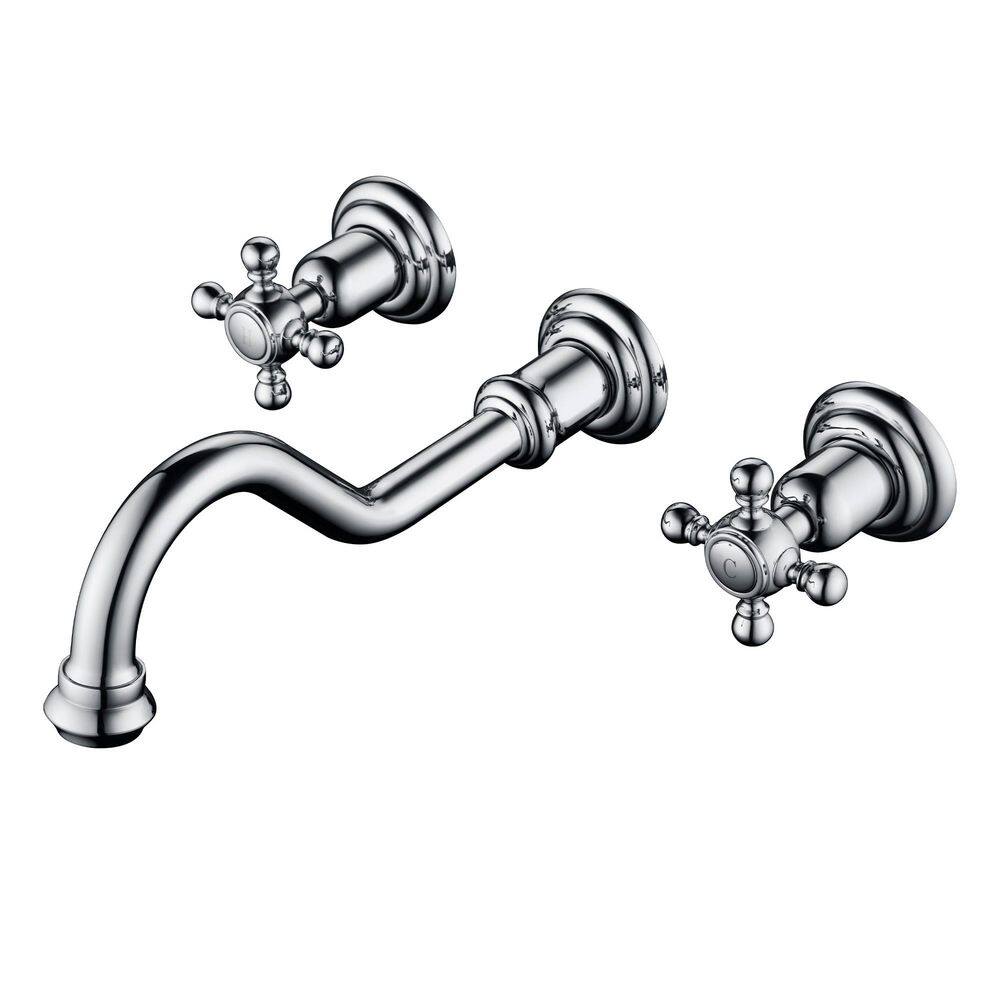Antique Double Handle Wall Mounted Bathroom Faucet with Valve in Chrome price history on PriceWatchPro